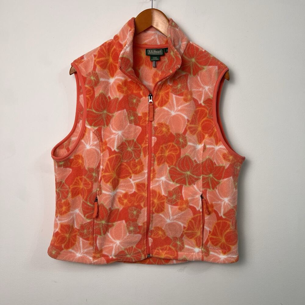 Vintage L.L. Bean Fleece Vest Tropical Floral Size X-LARGE
